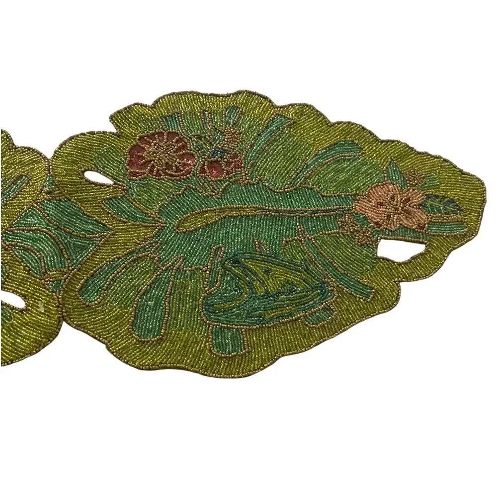 Pier 1 Imports SKU # 2510933 Beaded Palm Leaf Table Runner 100% Cotton 12
